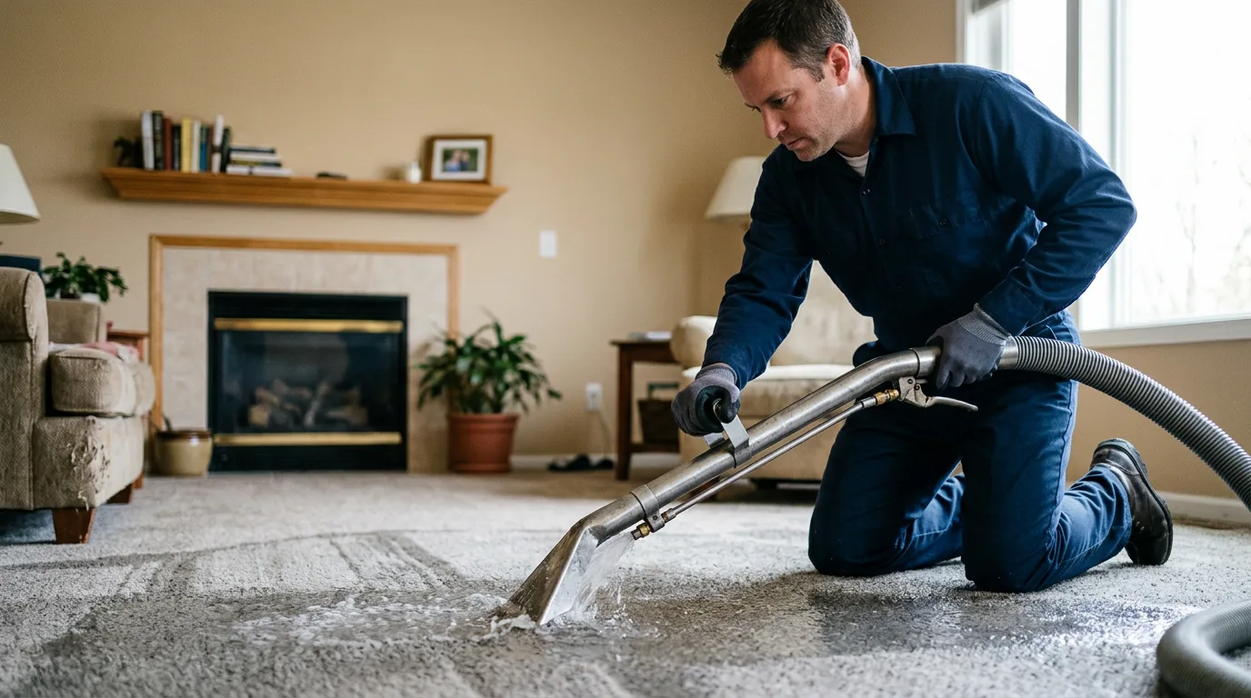 Water damage restoration technician working near Doniphan, NE